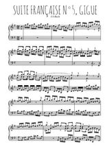 Téléchargez l'arrangement pour piano de la partition de Suite française N°5, Gigue en PDF